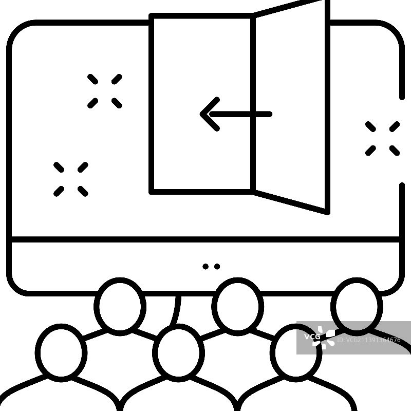 在线密室逃脱儿童派对线性图标图片素材