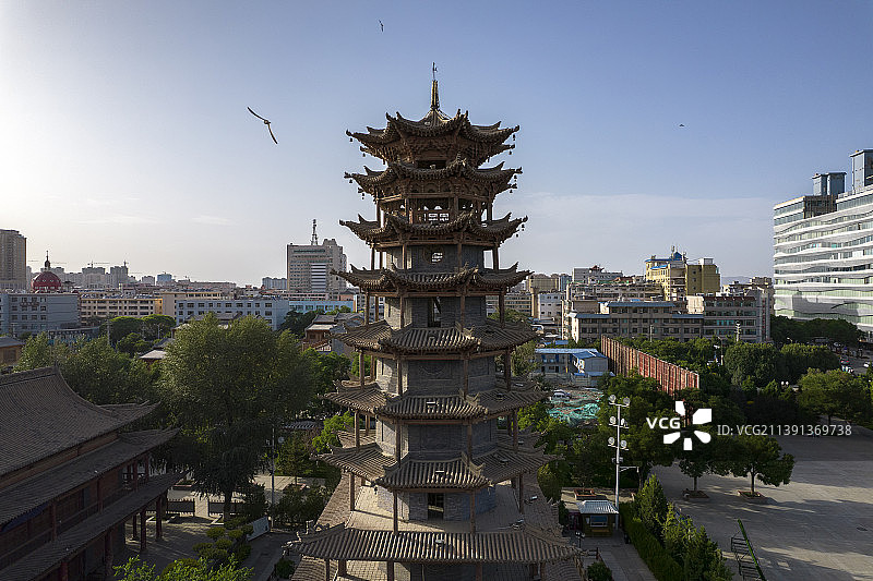 航拍甘肃省张掖市木塔寺图片素材