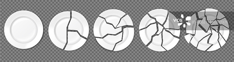 破损的盘子和食物图片素材