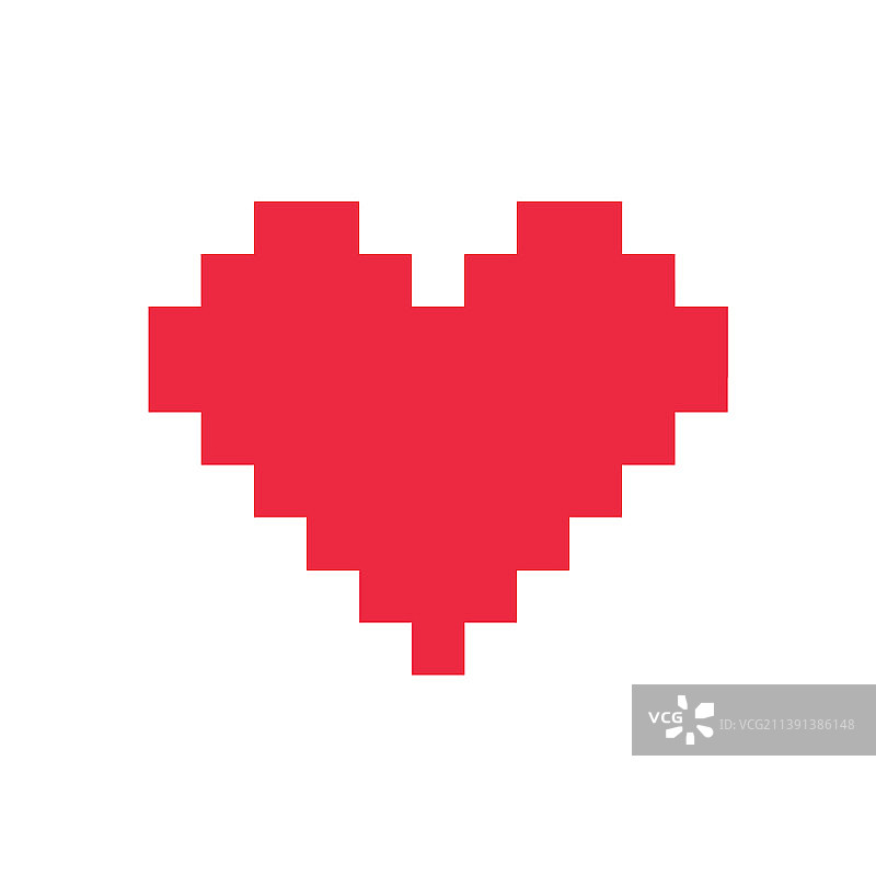 红色简约像素爱心图标图片素材