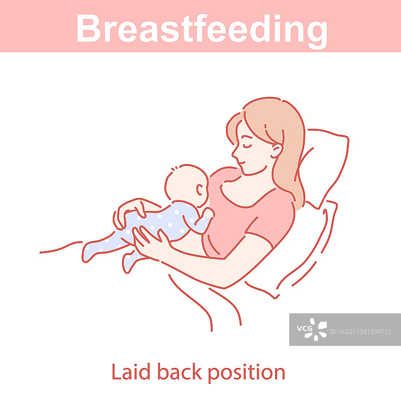 悠闲的母乳喂养姿势：女性喂养图片素材