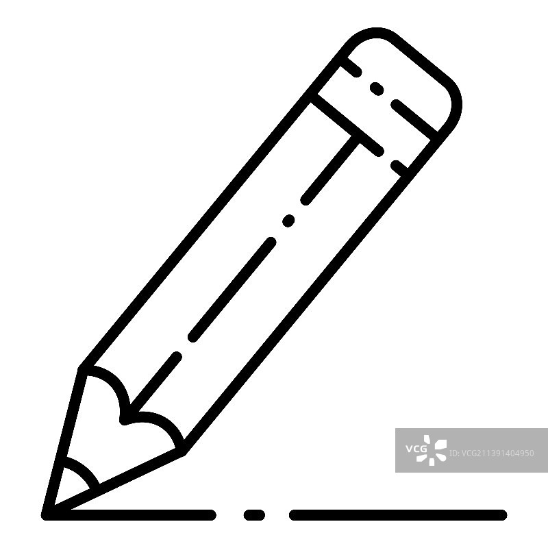在白色上书写的扁平铅笔图标图片素材