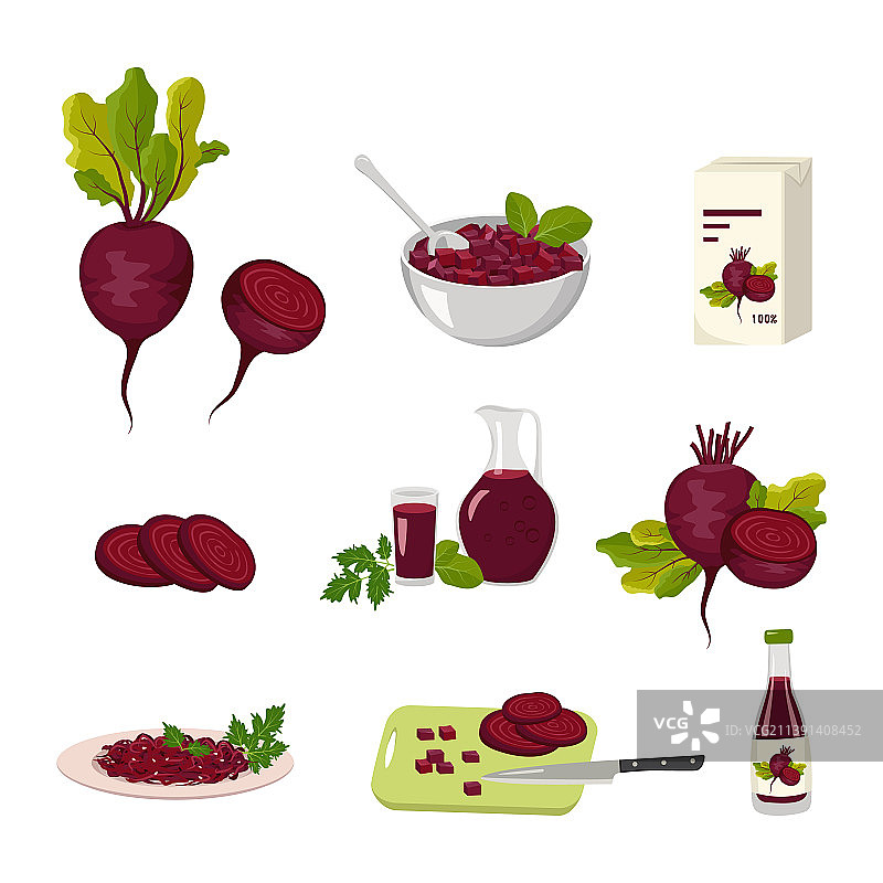 甜菜根和甜菜制品图标集图片素材