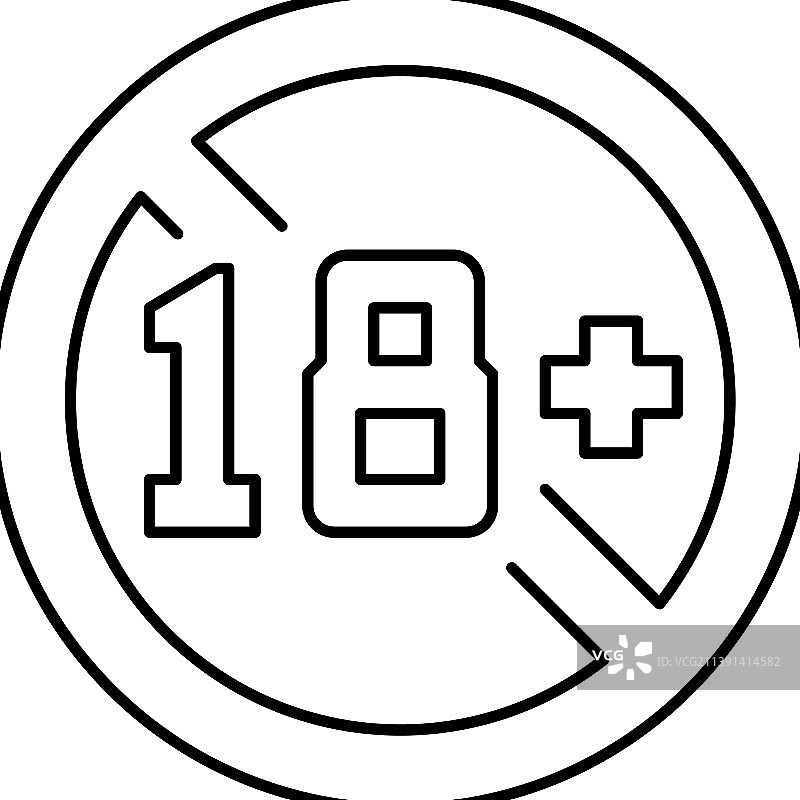 18岁年龄限制线条图标图片素材
