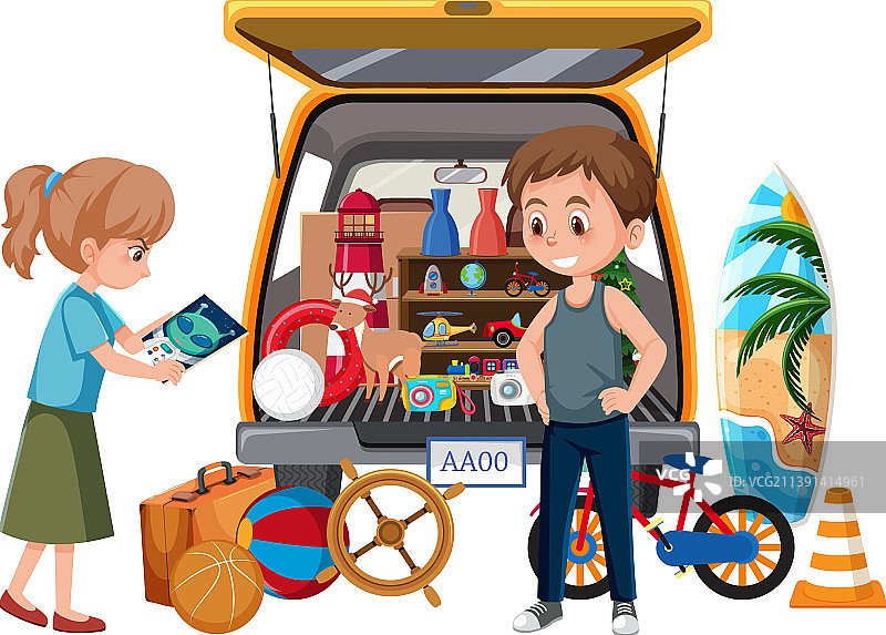 汽车后备箱出售的物品图片素材