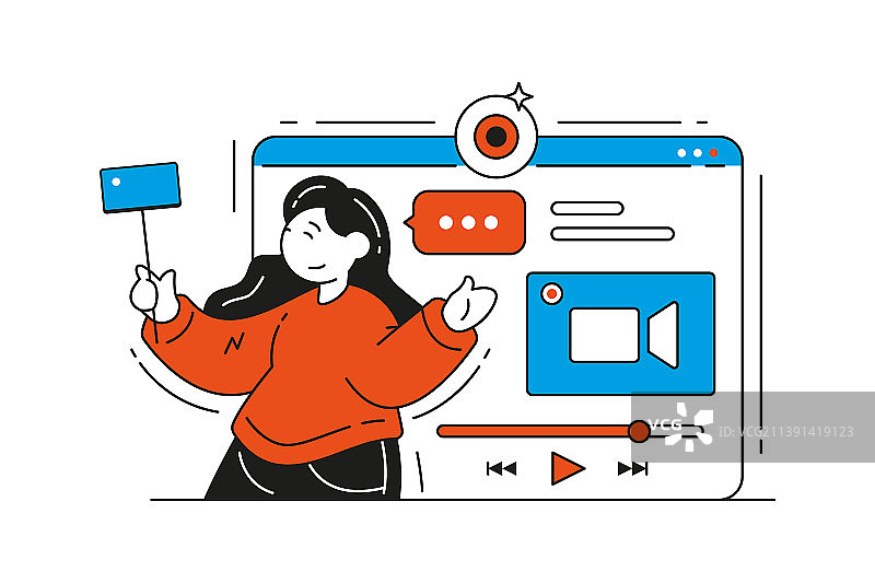 女博主拍摄新视频图片素材