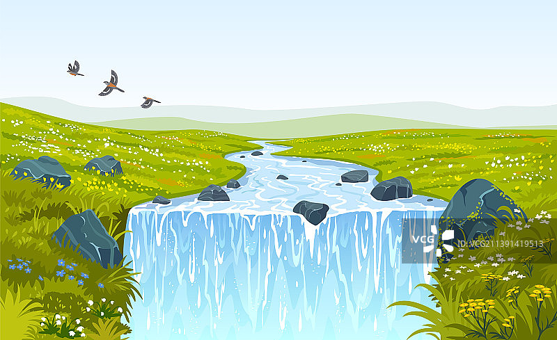 自然瀑布图片素材