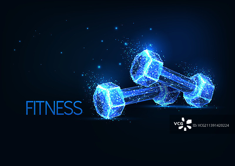 具有发光低多边形的未来健身概念图片素材