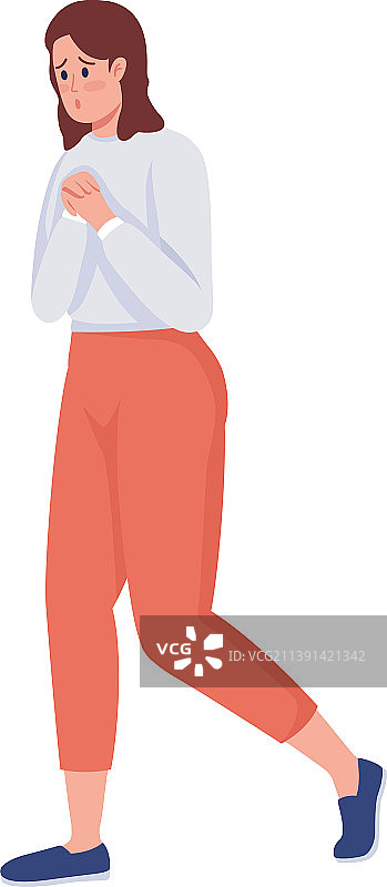 半扁平风格的焦虑女性角色图片素材