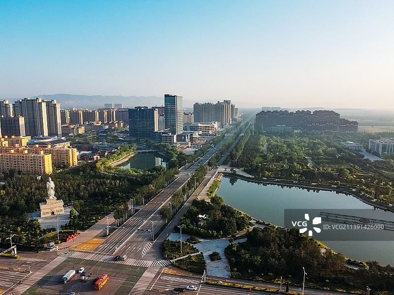 怀仁市 人民公园 图书馆 展览馆 旺火广场 体育馆 航拍图片素材