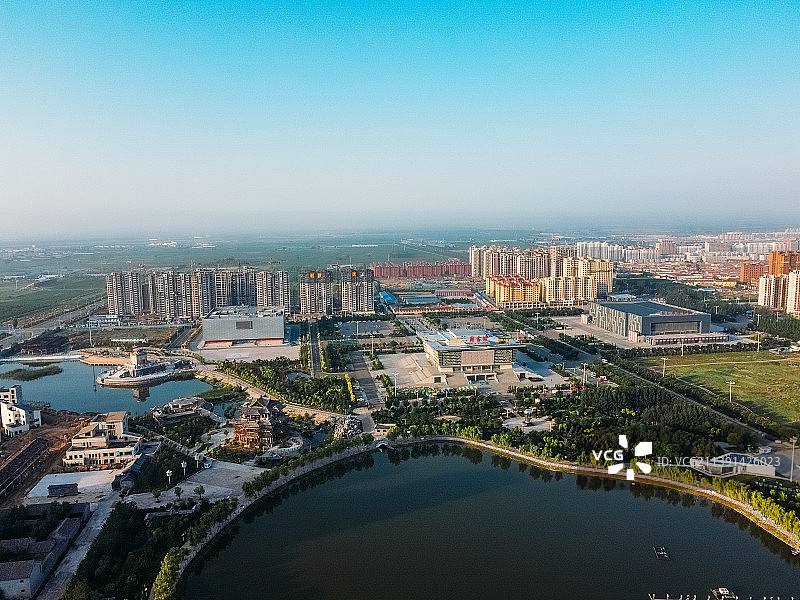 怀仁市 人民公园 图书馆 展览馆 旺火广场 体育馆 航拍图片素材