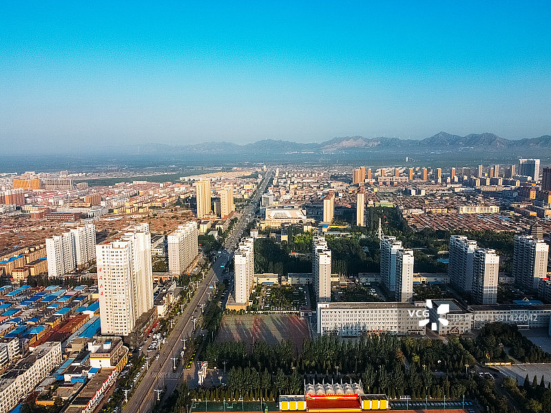 怀仁市 人民公园 图书馆 展览馆 旺火广场 体育馆 航拍图片素材