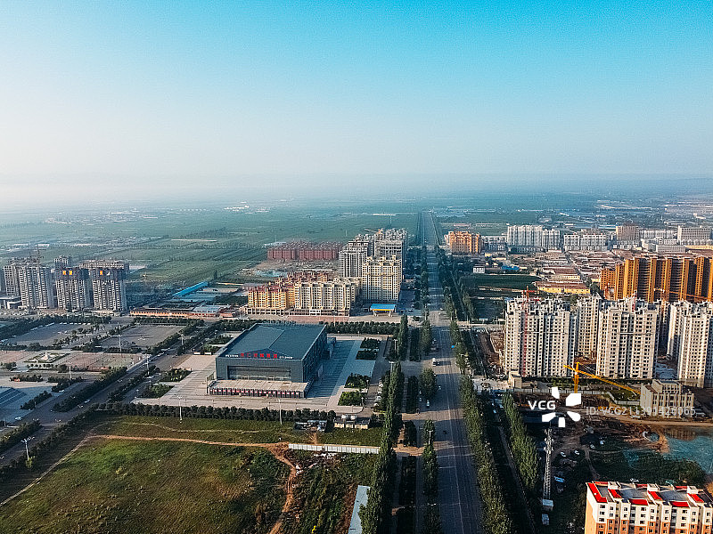 怀仁市 人民公园 图书馆 展览馆 旺火广场 体育馆 航拍图片素材