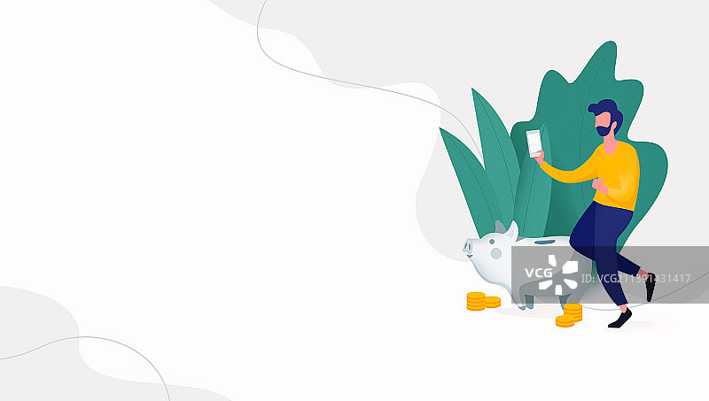 一个男人和存钱罐图片素材