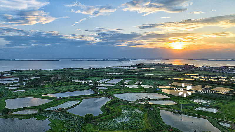 梁子湖晚霞图片素材