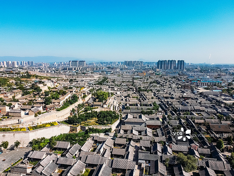 忻州市 忻府区 忻州古城 南关大街 泰山庙 航拍图片素材
