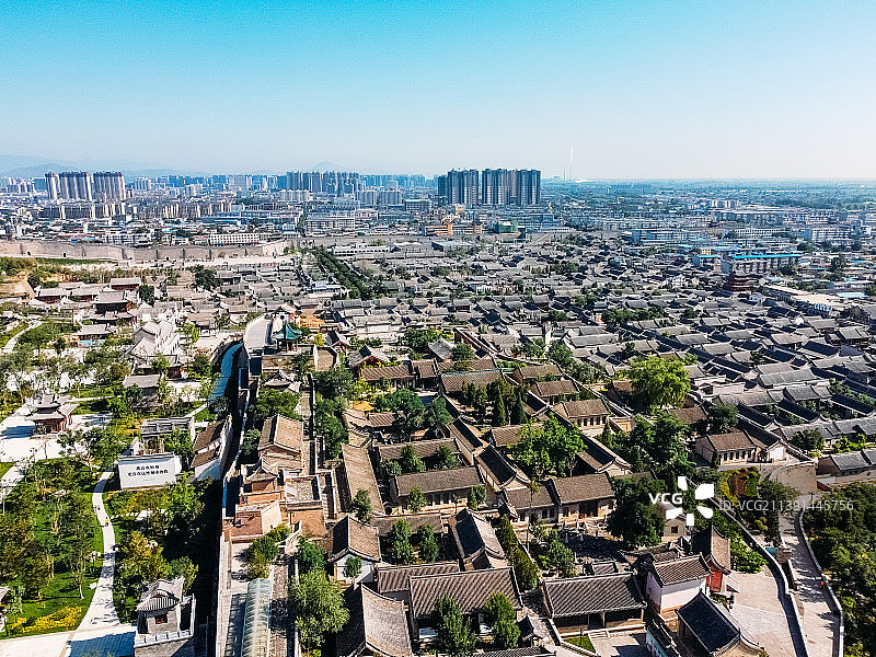 忻州市 忻府区 忻州古城 南关大街 泰山庙 航拍图片素材