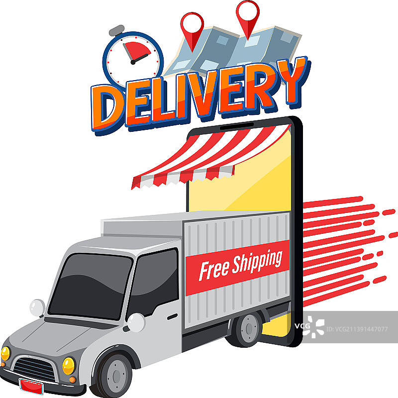 带货车的物流标志横幅图片素材
