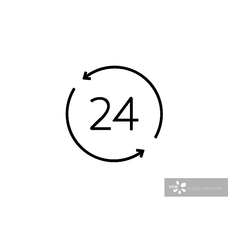 24小时全天候工作线性图标图片素材