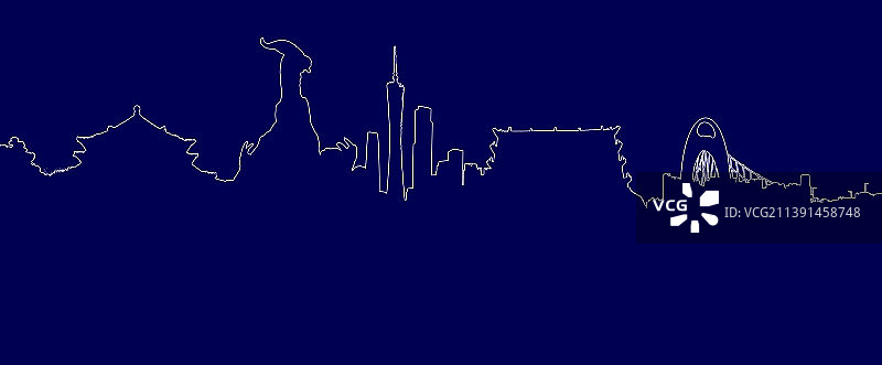 广州城市地标线稿图片素材