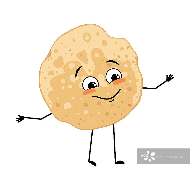 快乐表情的卡通煎饼形象图片素材