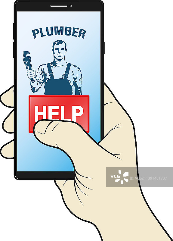 通过电话在线呼叫水管工图片素材