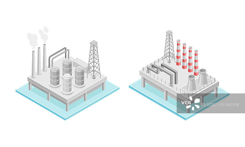 石油天然气钻井平台等距图图片素材