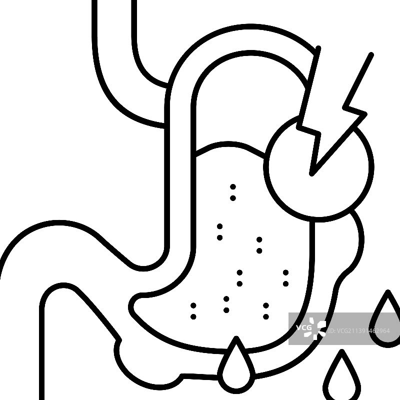 胃肠道系统泄漏线性图标图片素材