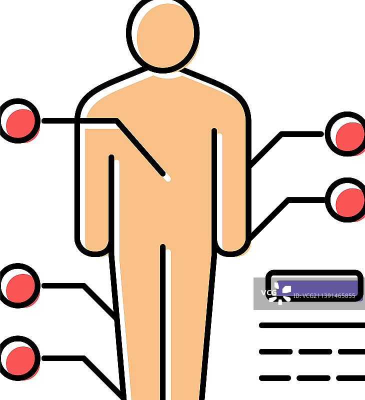人类身体上的痛风疾病彩色图标图片素材