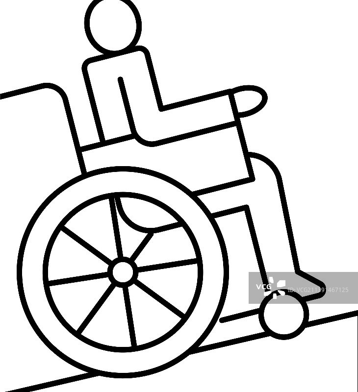 坐轮椅残疾人线条图标图片素材