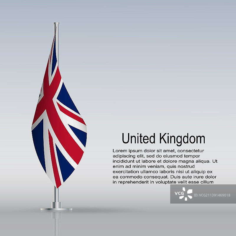悬挂在旗杆上的英国国旗图片素材