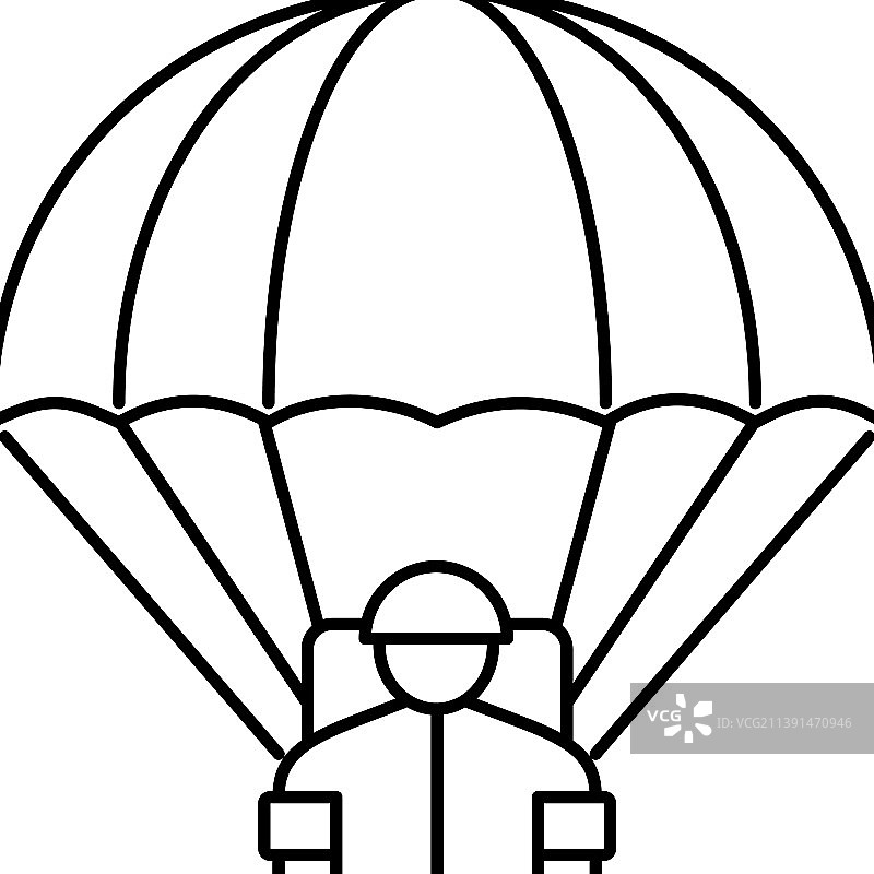 伞兵直线图标图片素材