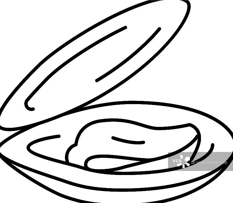 打开的贻贝壳线条图标图片素材