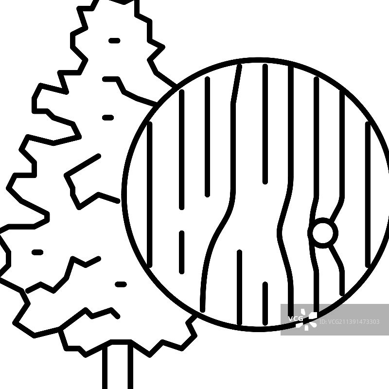 云杉木线条图标图片素材