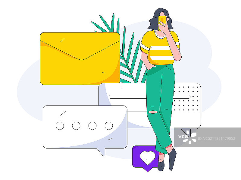 虚拟的社交概念商业扁平矢量插画图片素材