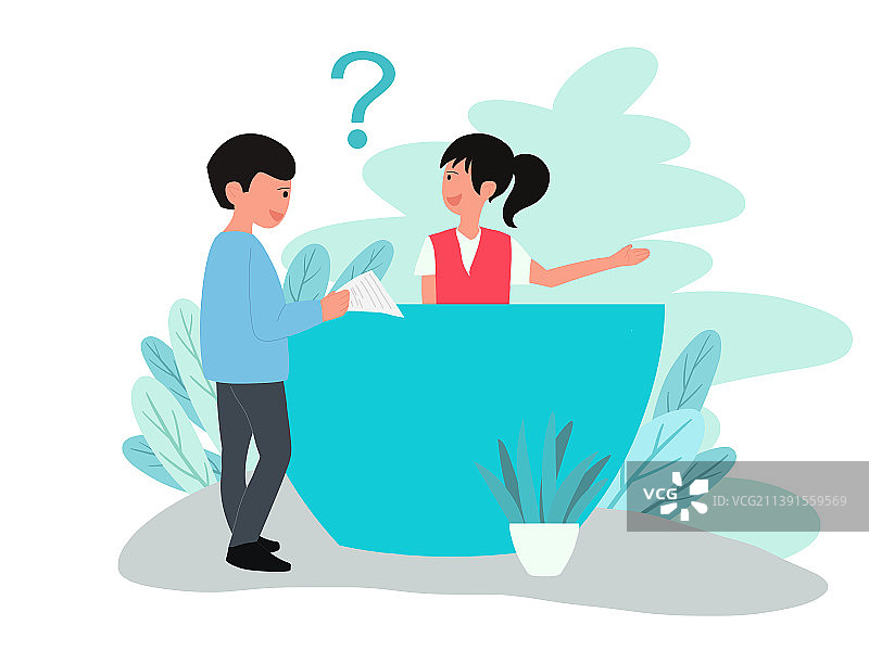 服务台指引客户的工作人员图片素材