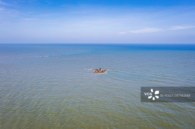 海南省琼海市博鳌镇万泉河入海口 玉带滩景区 海天一色航拍图片素材