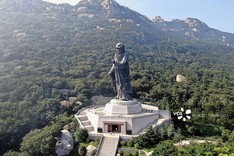 青岛崂山太清宫航拍图片素材