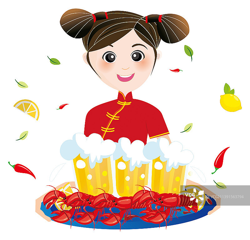 龙虾小妹无底图图片素材
