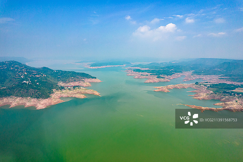 河南济源小浪底水库航拍图片素材