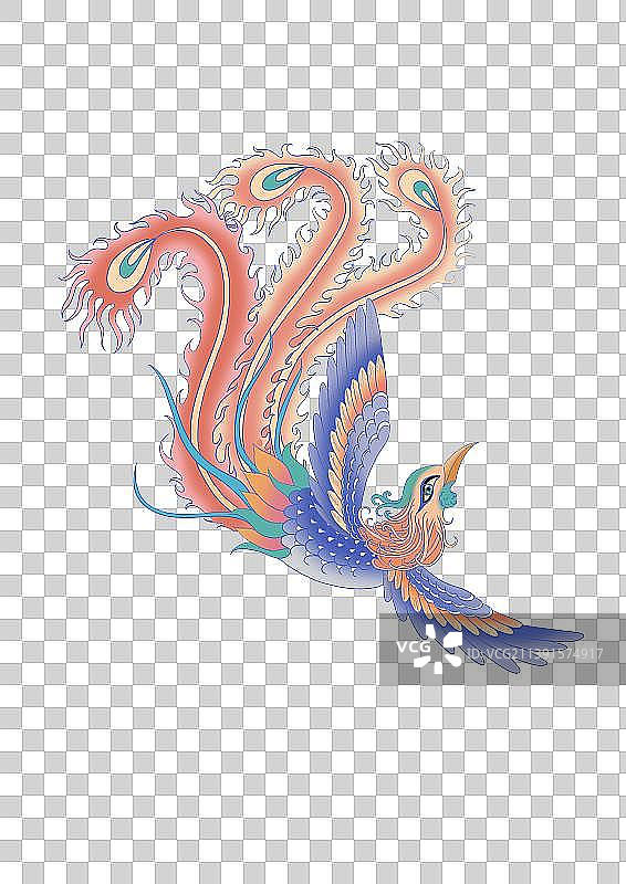 国潮神话神兽凤凰插画图片素材