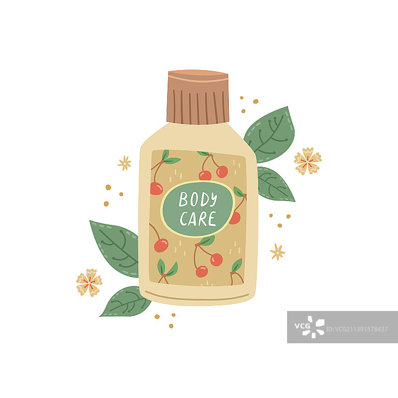 植物装饰的身体乳霜瓶图片素材