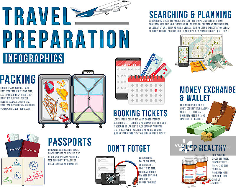旅行准备信息图表模板图片素材