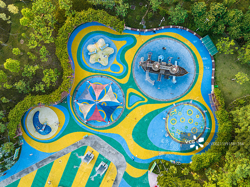 广东中山市金钟湖公园 中山市儿童公园航拍图图片素材