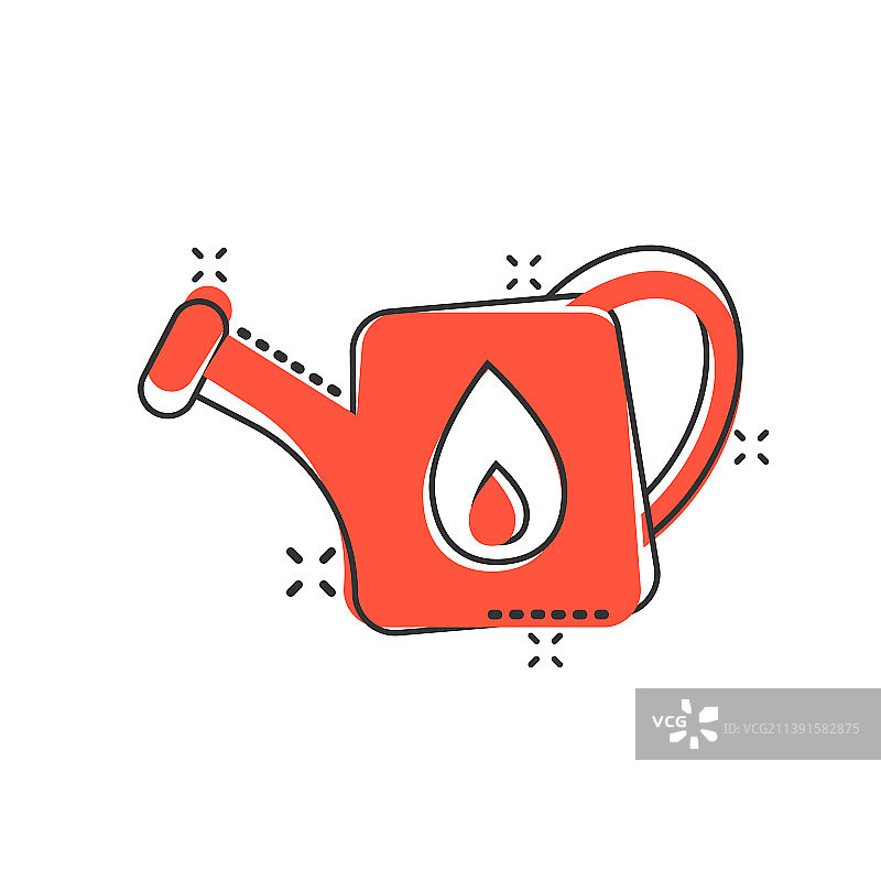 漫画风格花园工具浇水壶图标图片素材