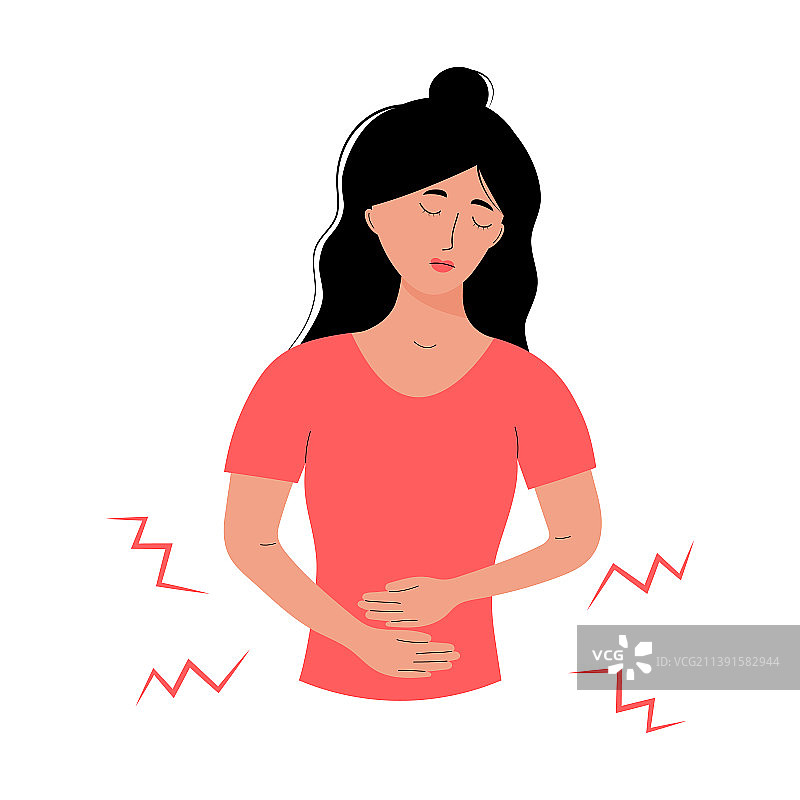 腹痛的妇女与痛经图片素材