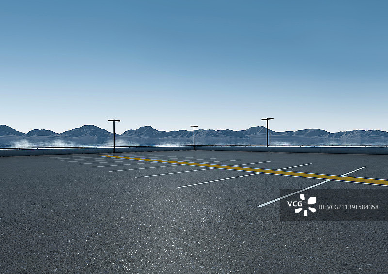 湖边停车场图片素材