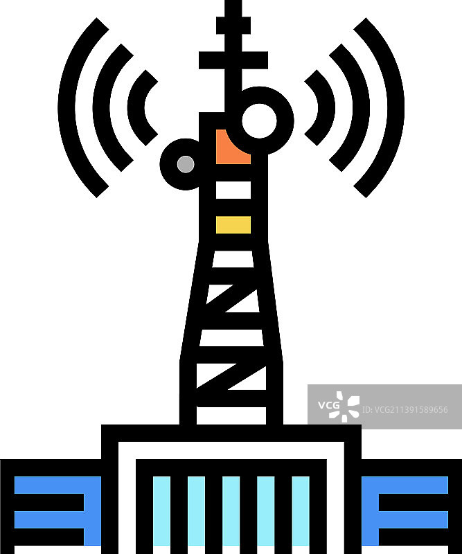 塔楼电信彩色图标图片素材