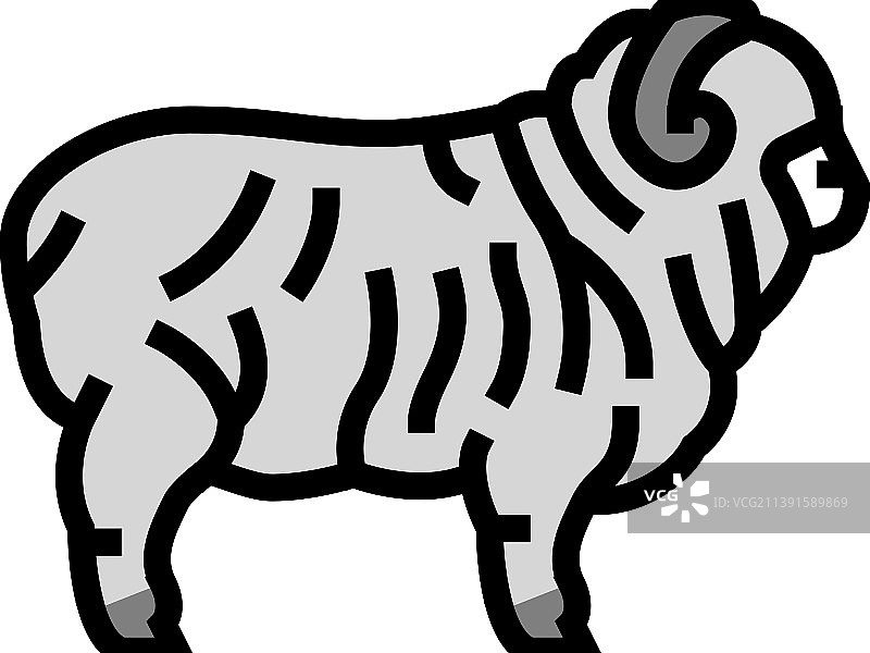 美利奴绵羊彩色图标图片素材