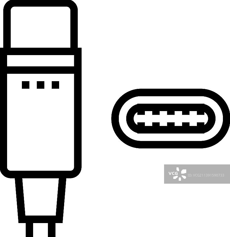 USB Type-C接口线性图标图片素材